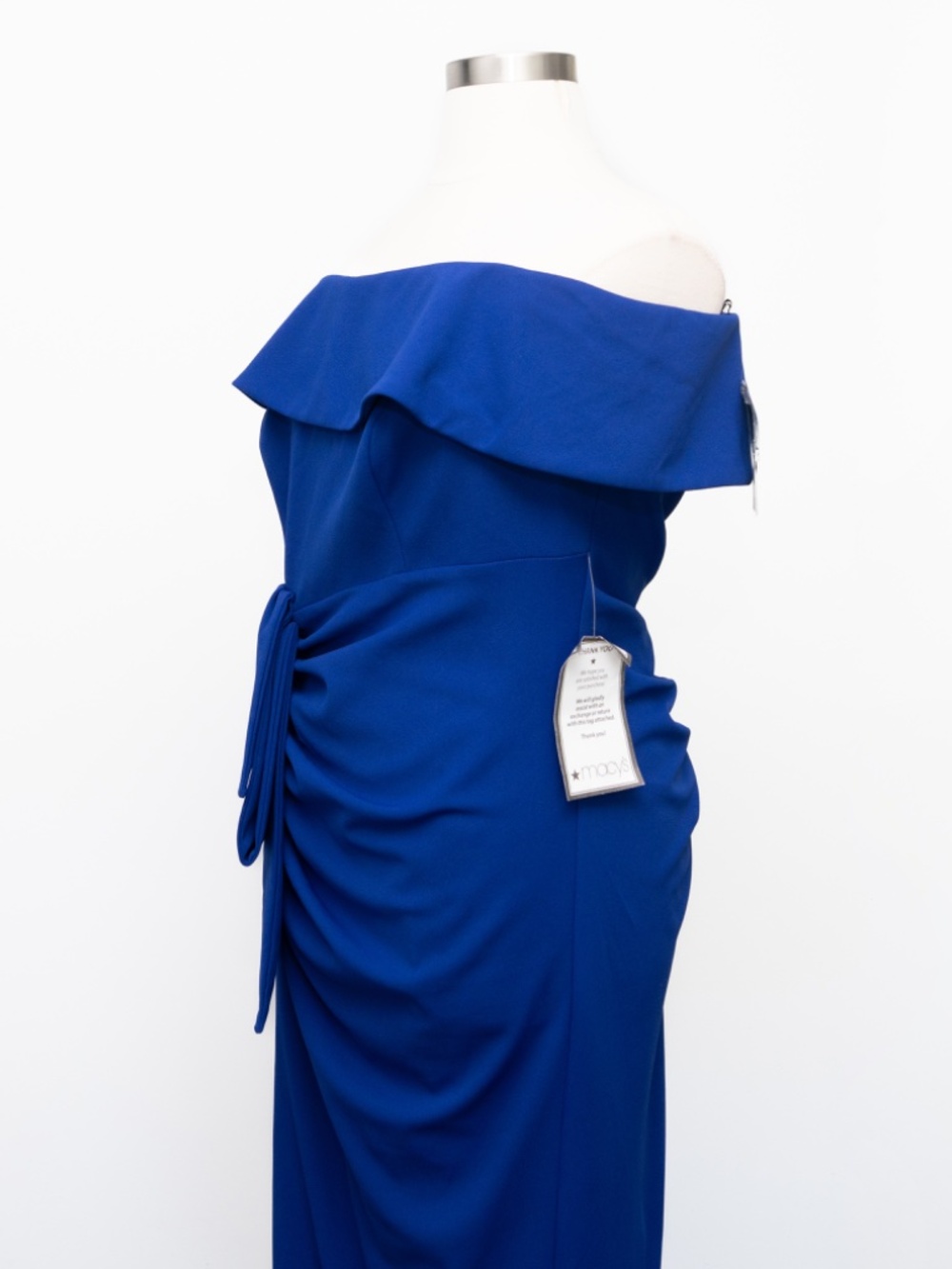 XSCAPE - "Camila" Long Off the Shoulder Scuba Crepe Dress - Picture 7 of 12